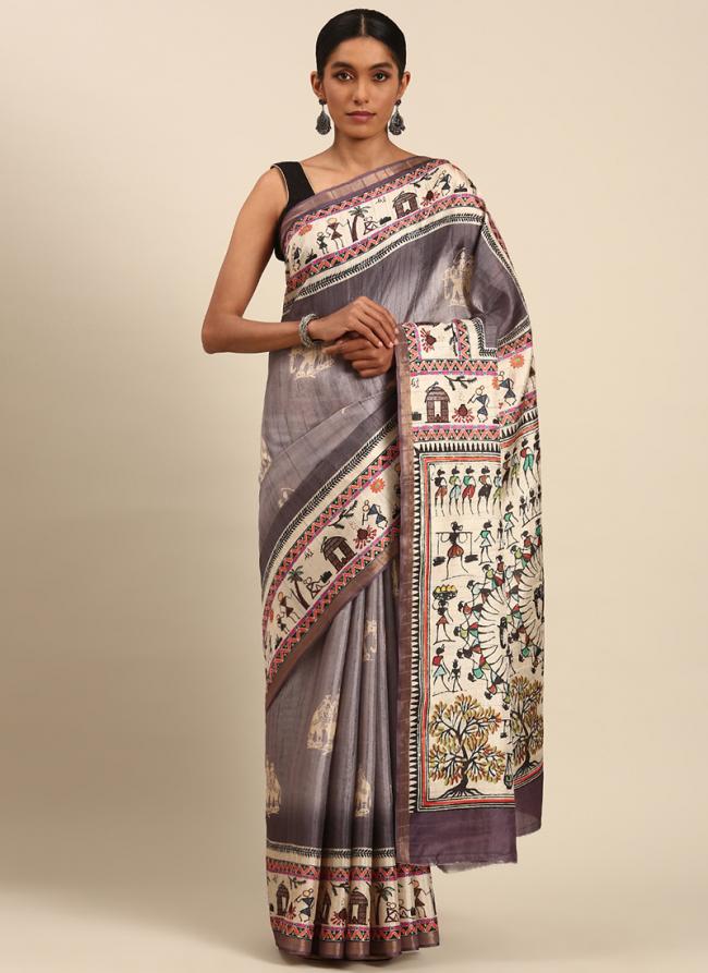 Cotton Purple Casual Wear Printed Saree